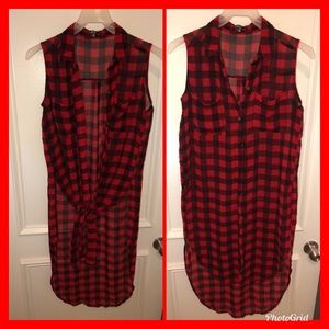 Plaid shirt long tail shirt